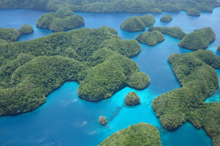 Aerial view of the Rock Islands in Palau