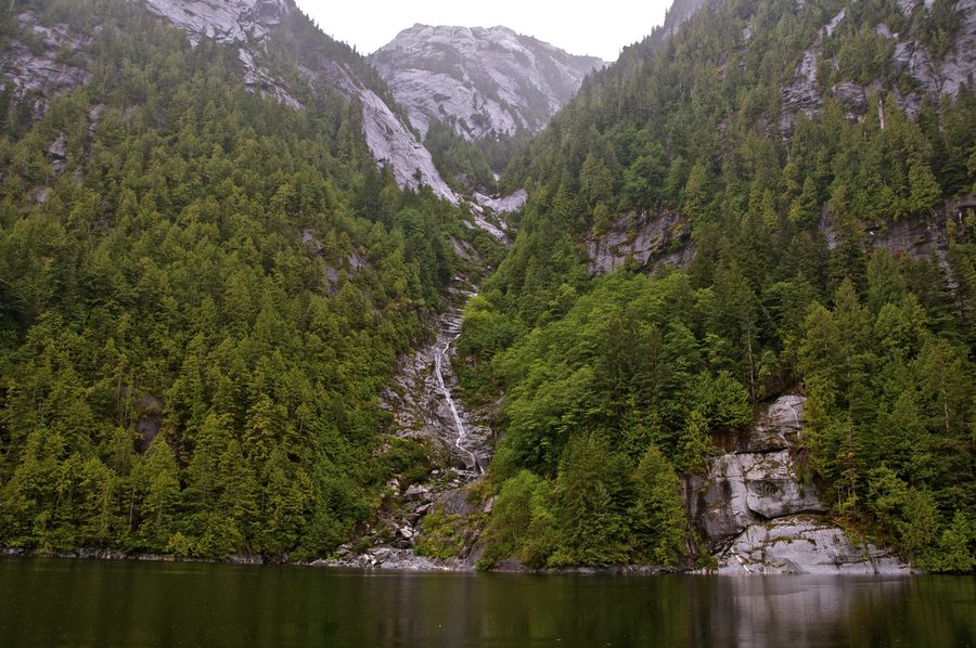Landscape in the Kitimat-Stikine Regional District with coastal mountains and forested surroundings