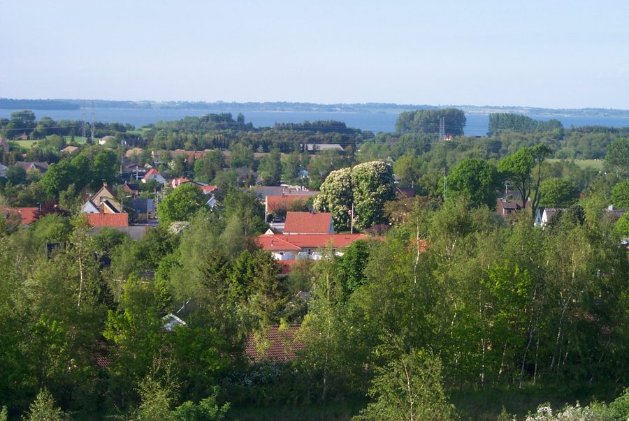 Roofs of Ølsted with Arresø in the background