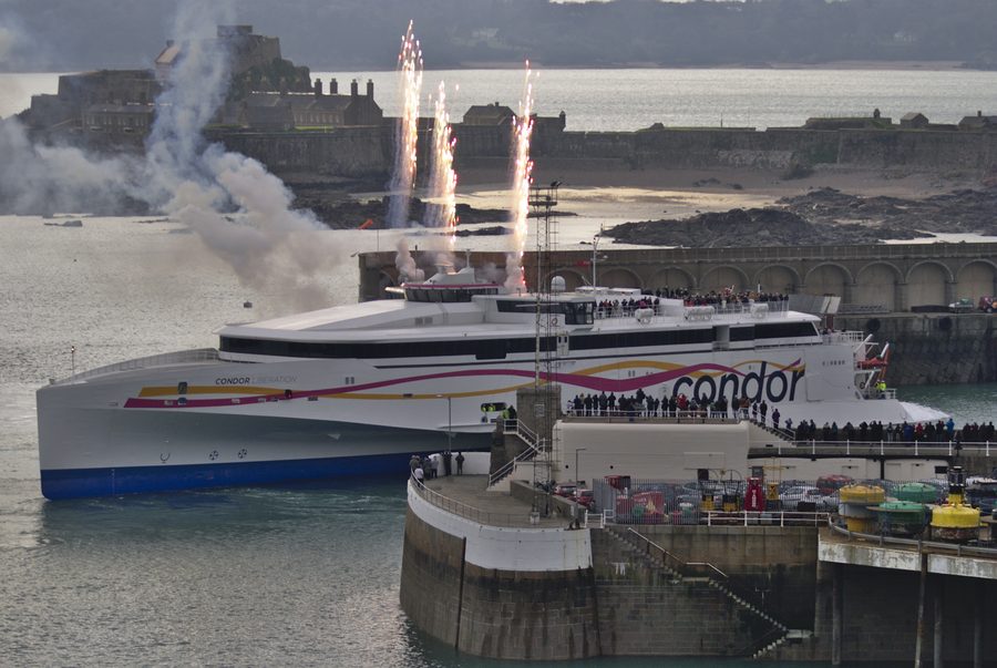 Ferry in Saint Helier harbour