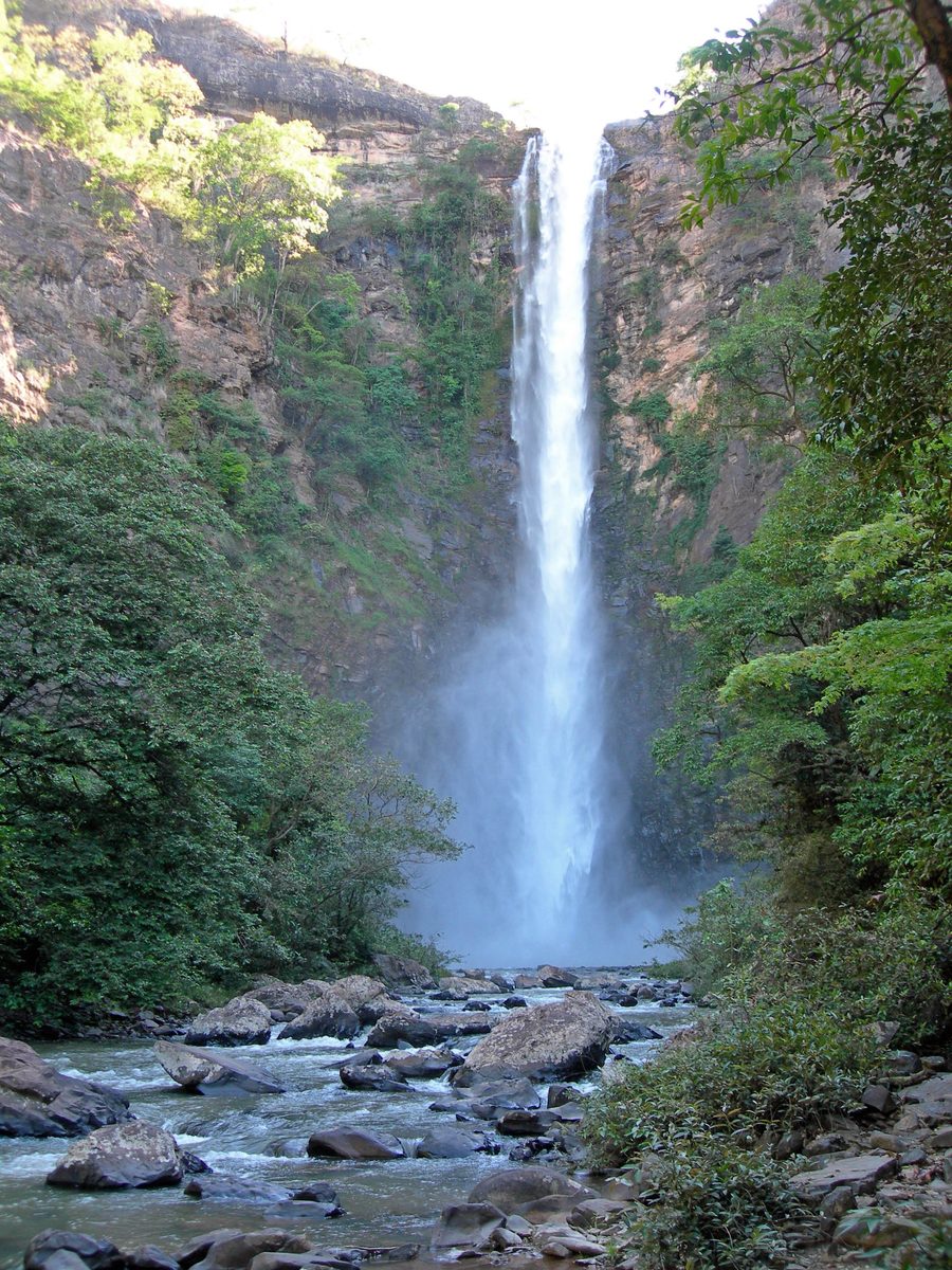 Cachoeira da Jiboia, a tall waterfall near Unaà in Minas Gerais