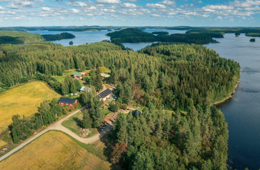 Landscape of Ryngänkylä on Lake Vahvajärvi in Hirvensalmi, South Savo