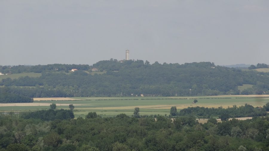 Water tower in Pouydraguin seen from the heights of Goux