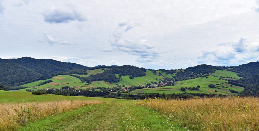 View of the village of Terka in Lesko County in southeastern Poland