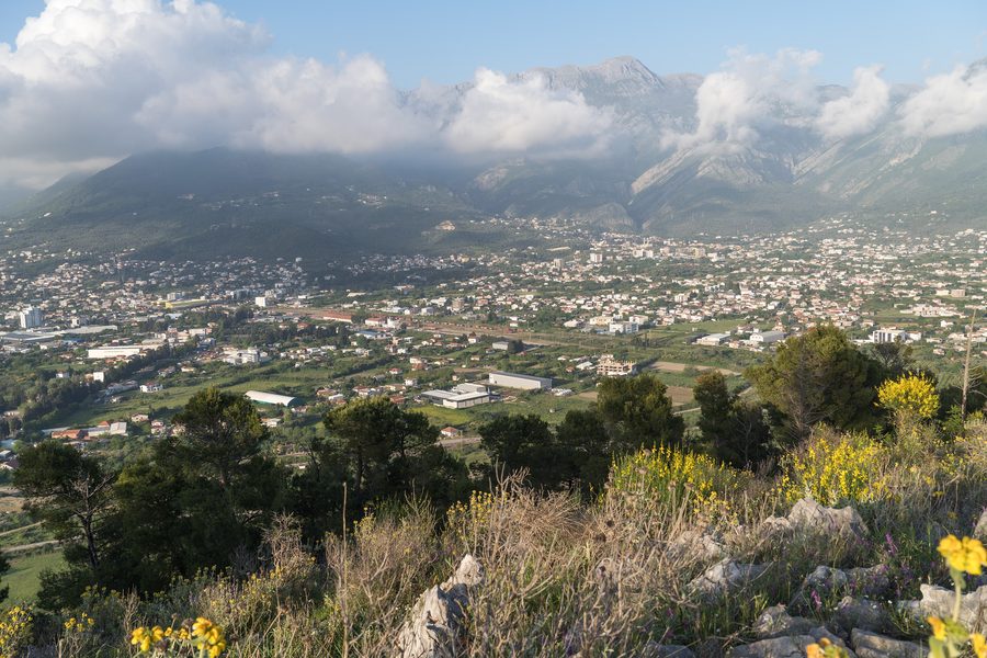 View from the municipality of Bar toward the mountains and the historic old town of Stari Bar