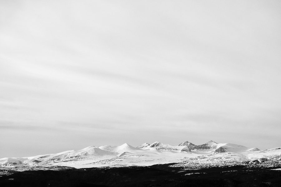 View towards the Rondane Mountains and Rondane National Park in spring