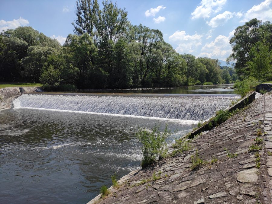 Weir on the Ostravice in Pržno in the Okres Frýdek-MÃstek