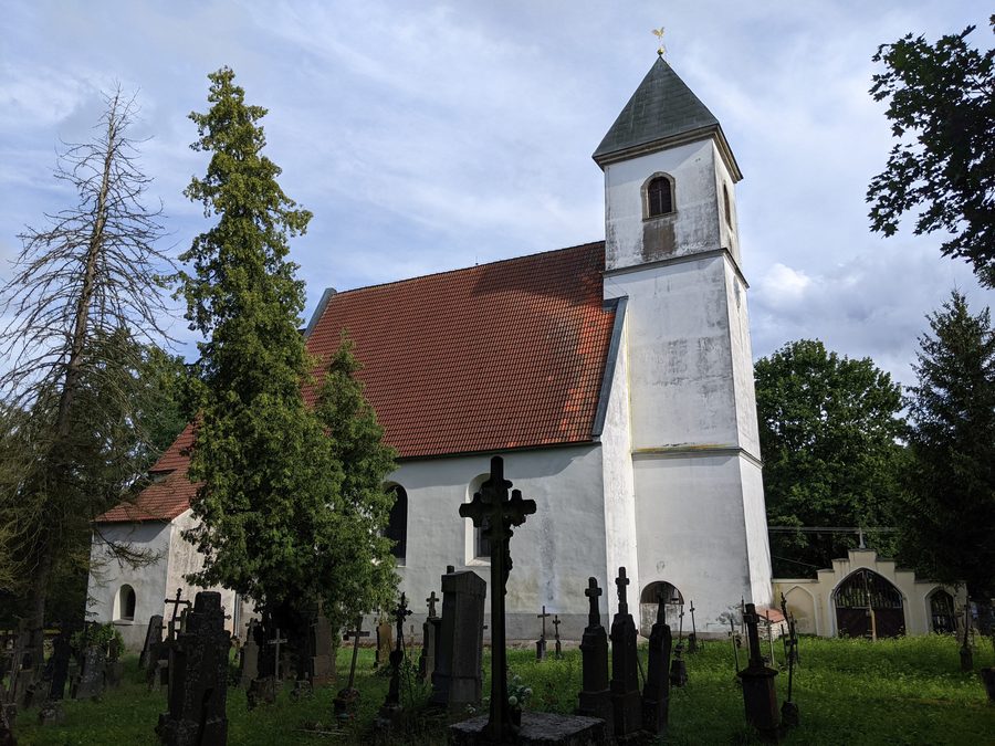 Exterior view of the Gothic Church of Nalezenà sv. KřÞe in Újezd Svatého KřÞe