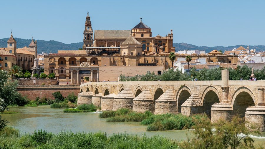 Historic center of Córdoba with the Mezquita Cathedral and Roman Bridge