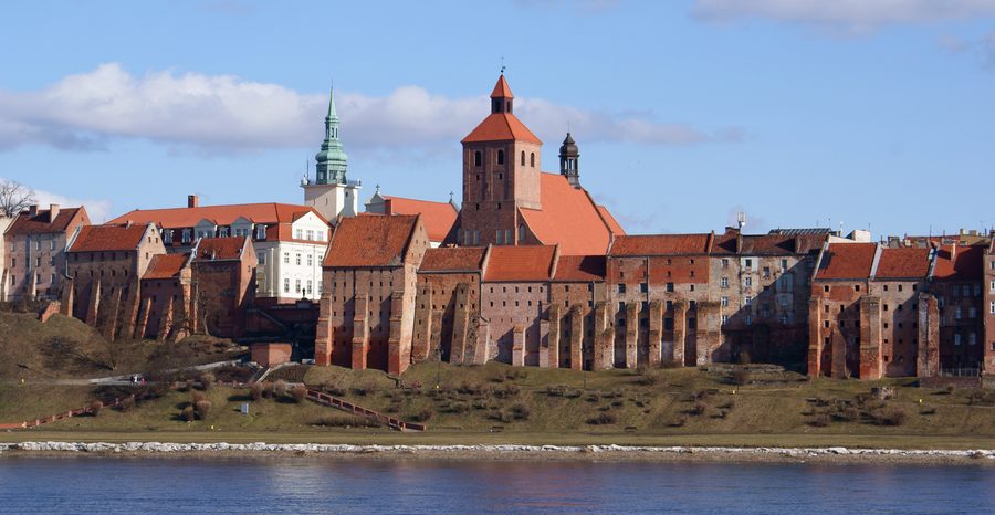 Gothic granaries of GrudziÄ…dz on the bank of the Vistula