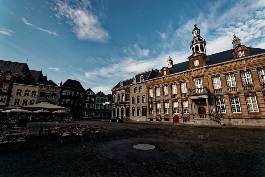 St Christopher's Cathedral and town hall on the Markt in Roermond