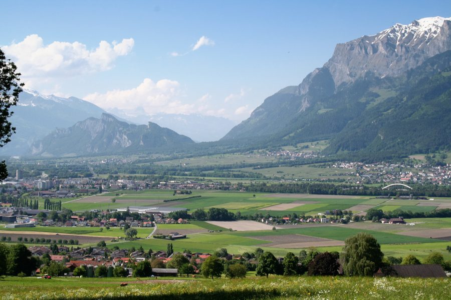 View of the Bündner Herrschaft with Landquart, Maienfeld, Jenins and Malans