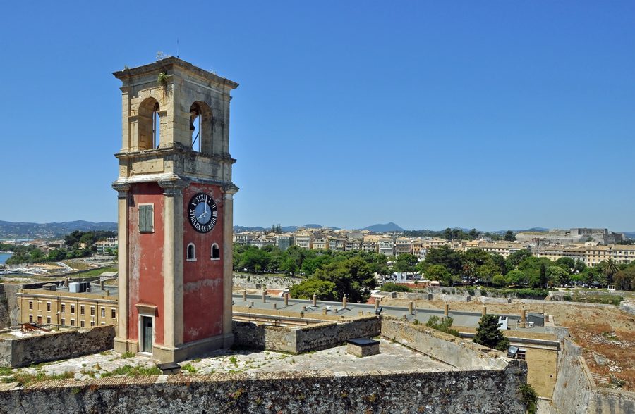 Old Venetian Fortress of Corfu Town with Venetian bell tower