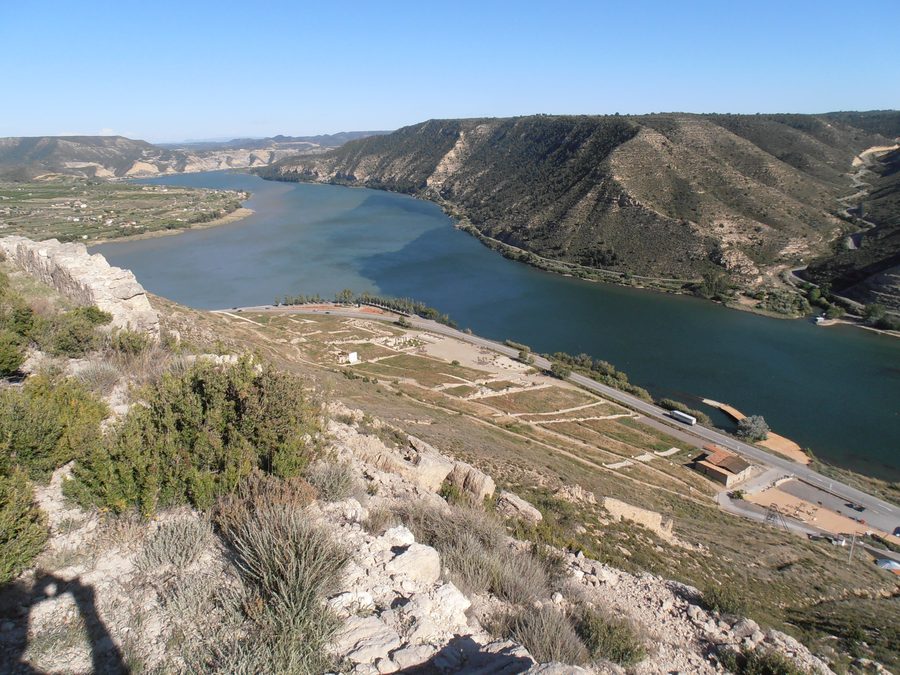 View of the confluence of the Ebro and Segre near Mequinenza from the castle hill