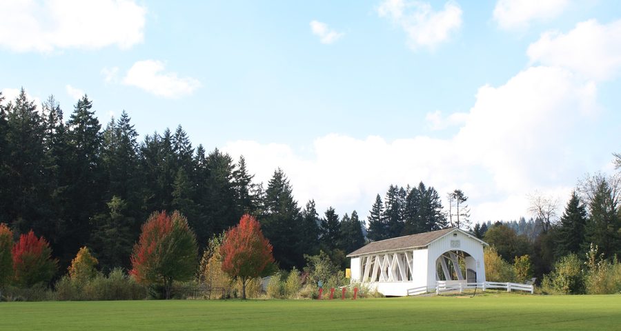 Weddle Bridge over Ames Creek in Sweet Home, Oregon