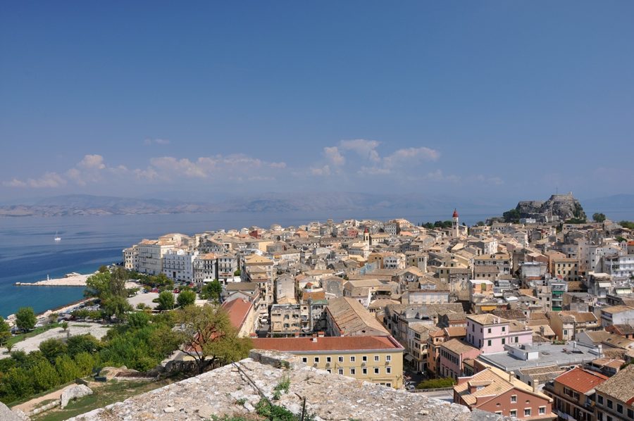 View from the New Fortress toward Corfu Old Town
