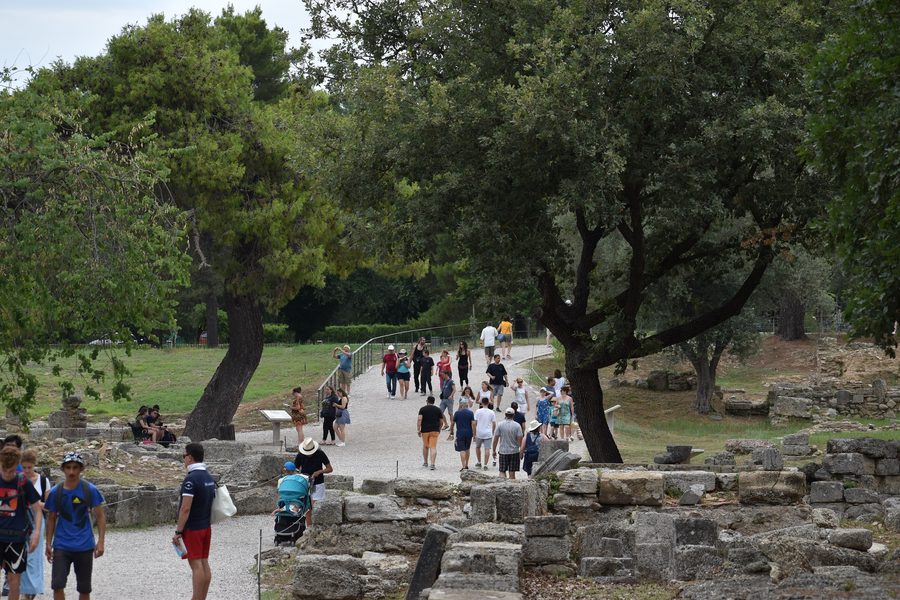 Archaeological ruins in Ancient Olympia on the Greek Peloponnese