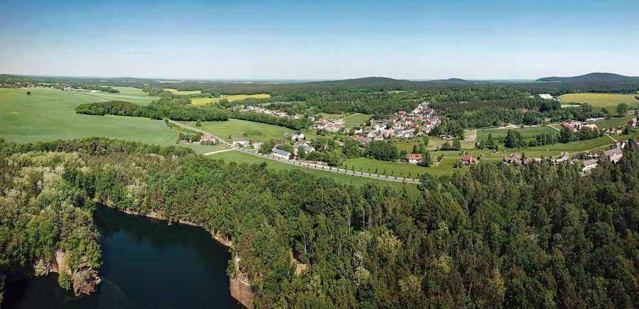 Aerial view of Häslich in Haselbachtal, Saxony