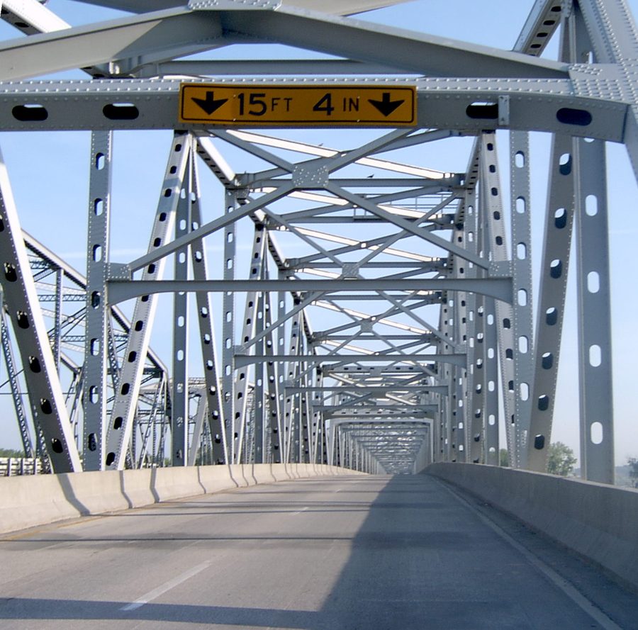 View from inside the Platte Purchase Bridge across the Missouri River