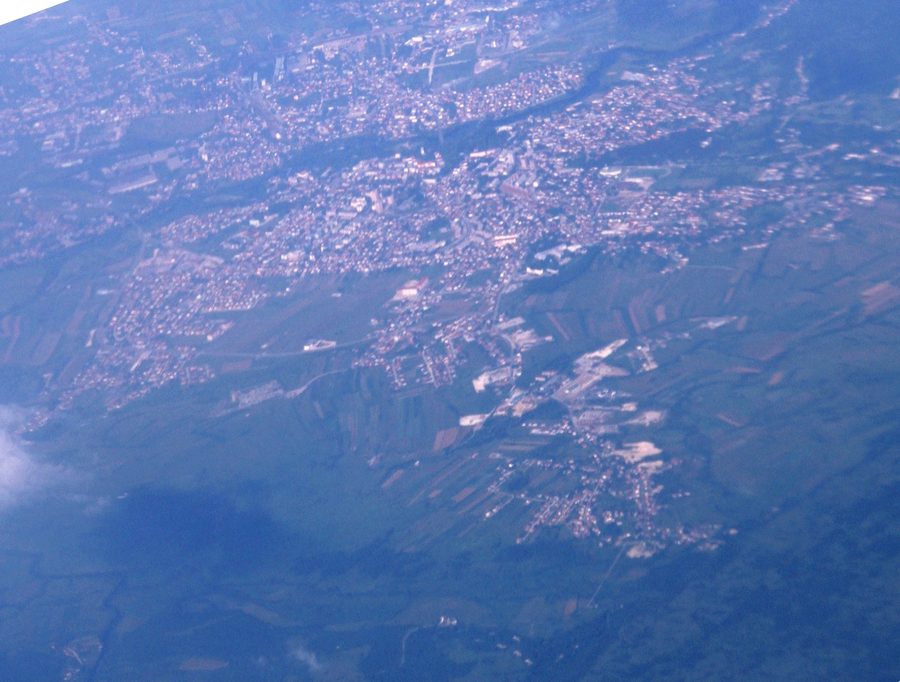 Aerial view of the city of Bihać in western Bosnia and Herzegovina