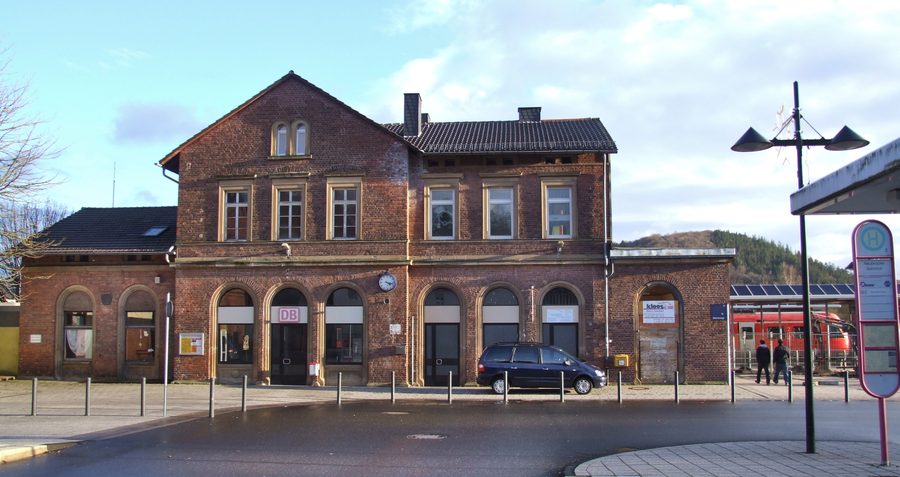 Historic station building of Neubrücke (Nahe) station in Hoppstädten-Weiersbach
