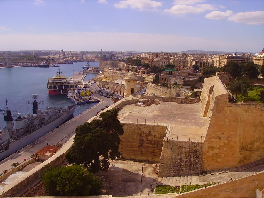 Historic city wall of Valletta in Malta