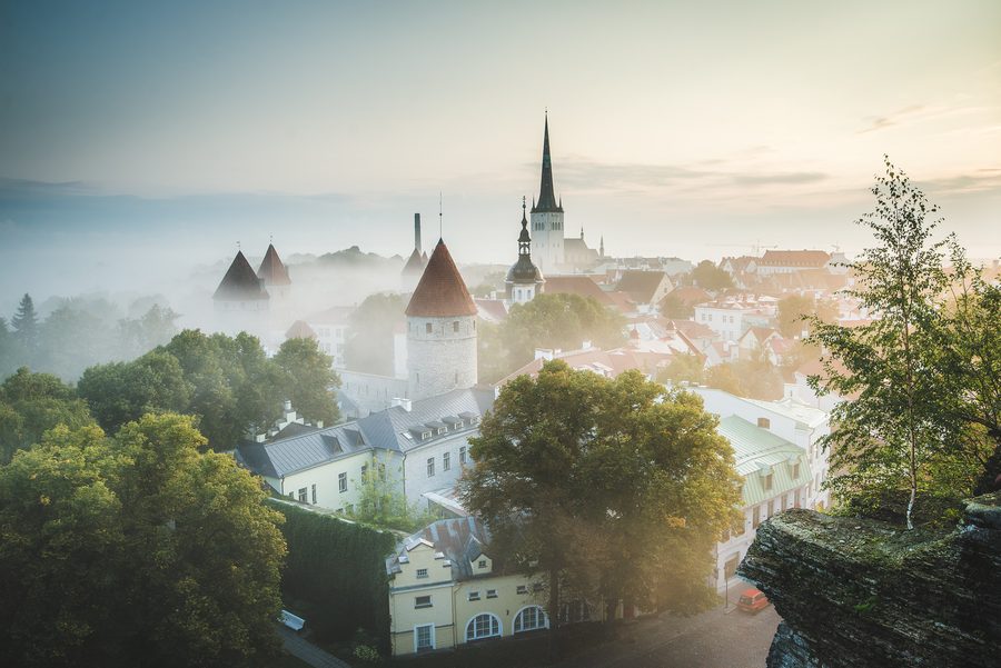 Tallinn Old Town at sunrise
