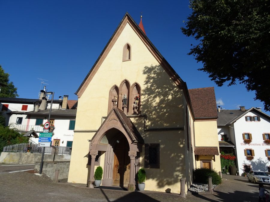 Exterior of Saint Odile Church in Lengstein, Ritten