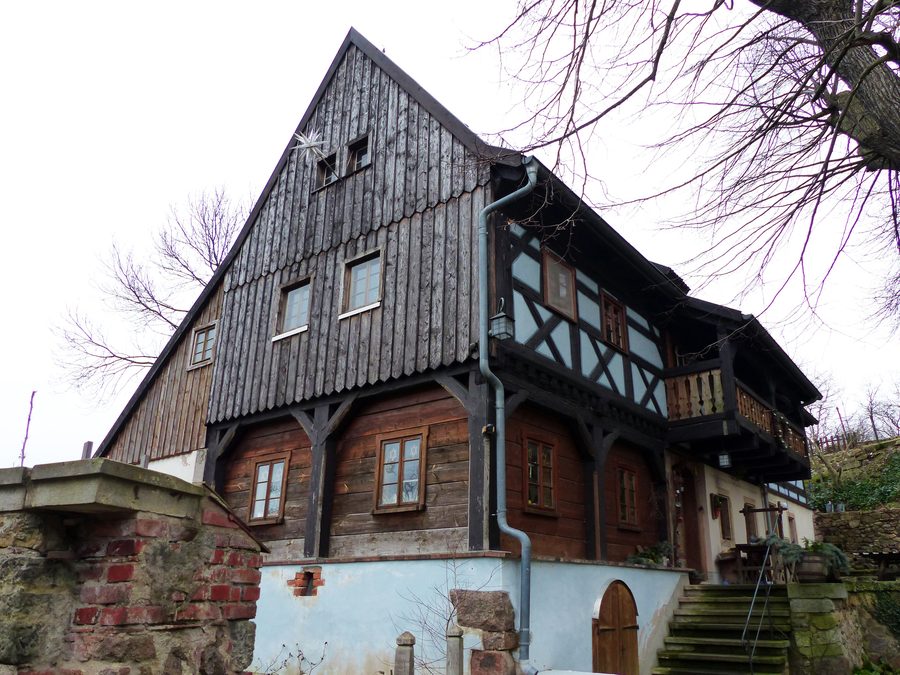 Listed half-timbered house at Kirchberg 2 in Röhrsdorf, Klipphausen