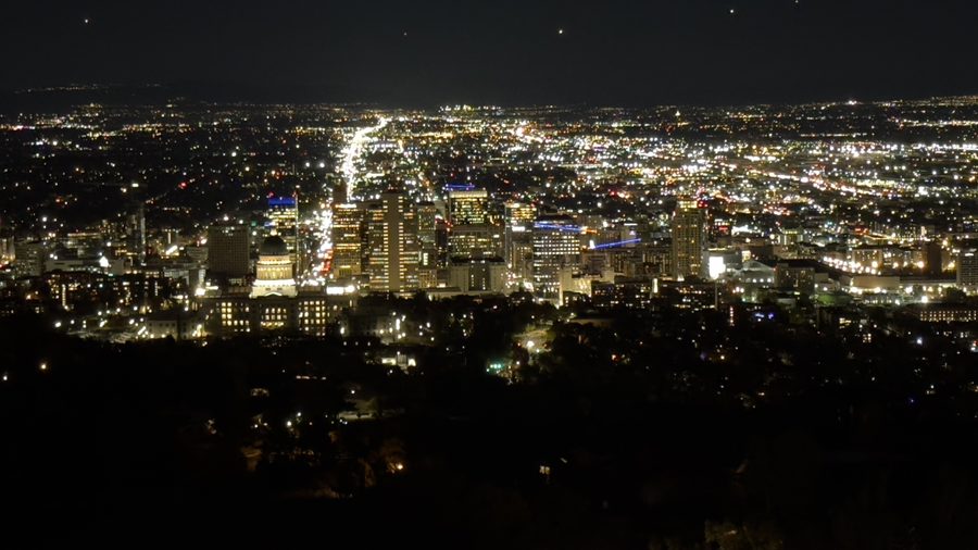 Salt Lake City skyline at night