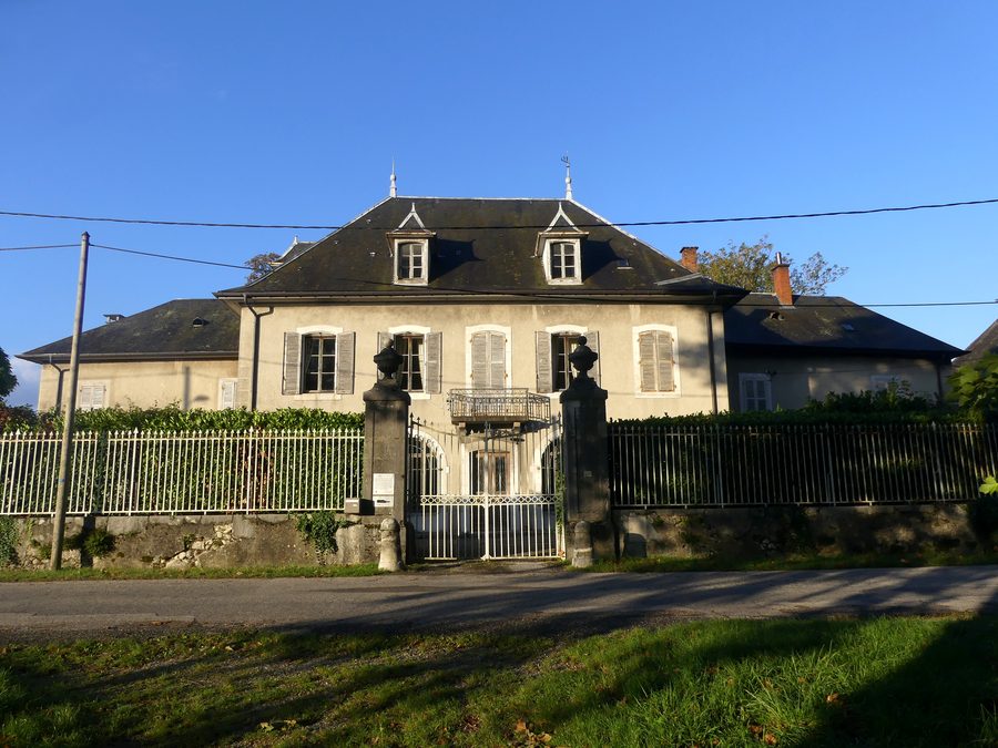Eastern façade of Château de Carron in Francin, Savoie, photographed early in the morning