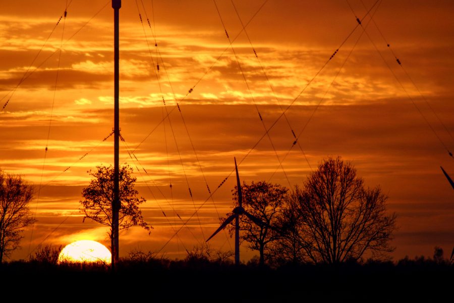 Sunset in the Esterweger Dose nature reserve in Emsland