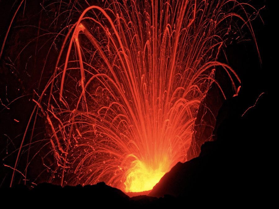 Lava trails at Mount Yasur on Tanna in Vanuatu