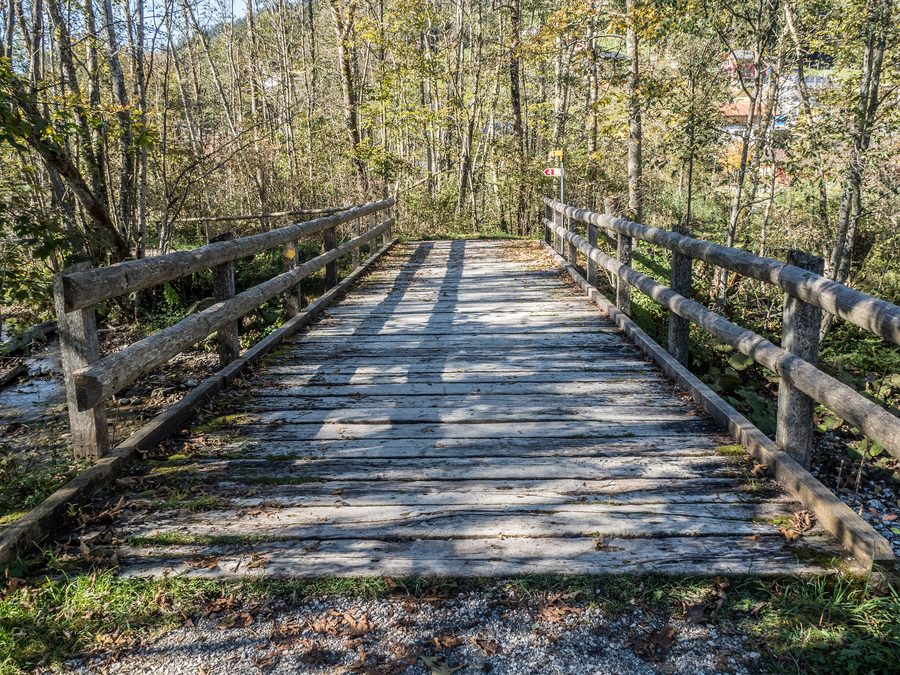 Footbridge over the Warme Sense at Schwarzsee in Plaffeien