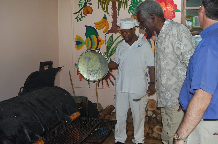 Preparing Oil Down in Grenada