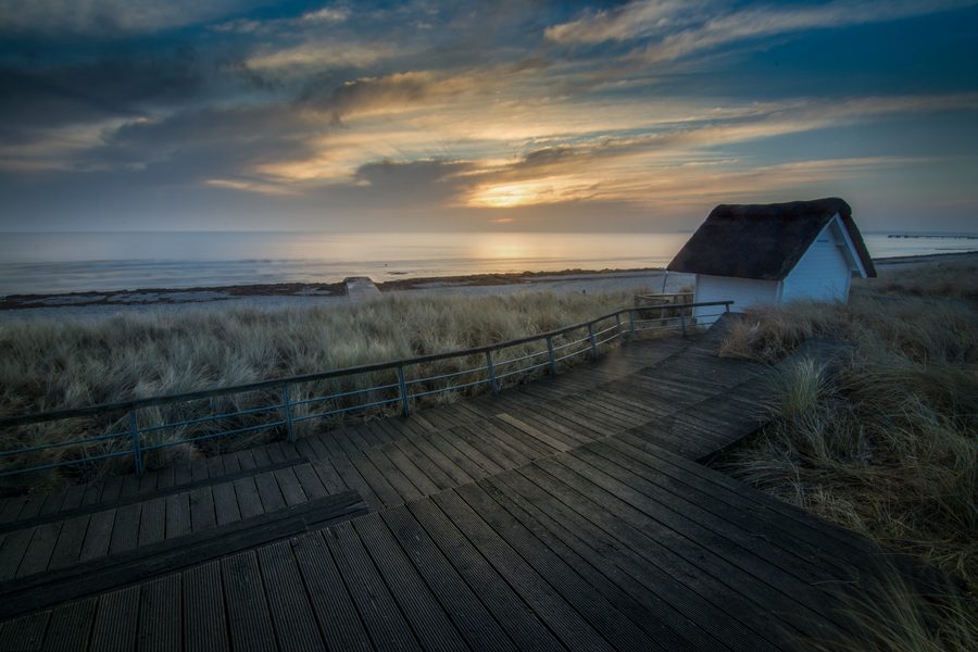 Sunrise on the beach of Scharbeutz on the Baltic Sea