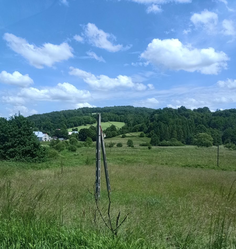 Hilly landscape in the Dynów Foothills near Domaradz in the Subcarpathian Voivodeship
