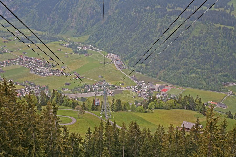 View of Engelberg in the alpine mountain panorama