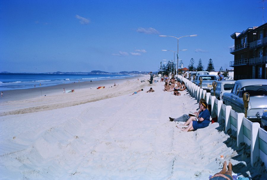 Surfers Paradise Beach with Gold Coast high-rise skyline in the background.