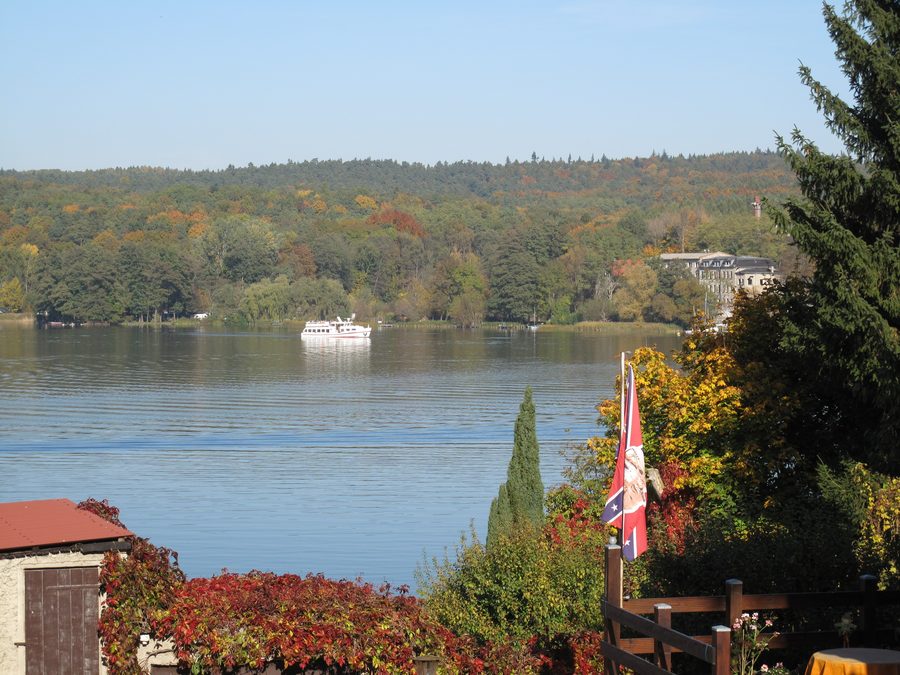 View across Schermützelsee in Buckow toward the opposite shore