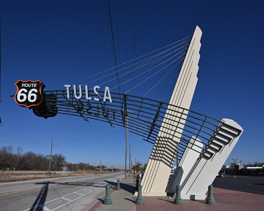 Route 66 sign on Southwest Boulevard in Tulsa