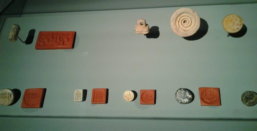 Seal from the early Dilmun period in an exhibition at the Bahrain National Museum