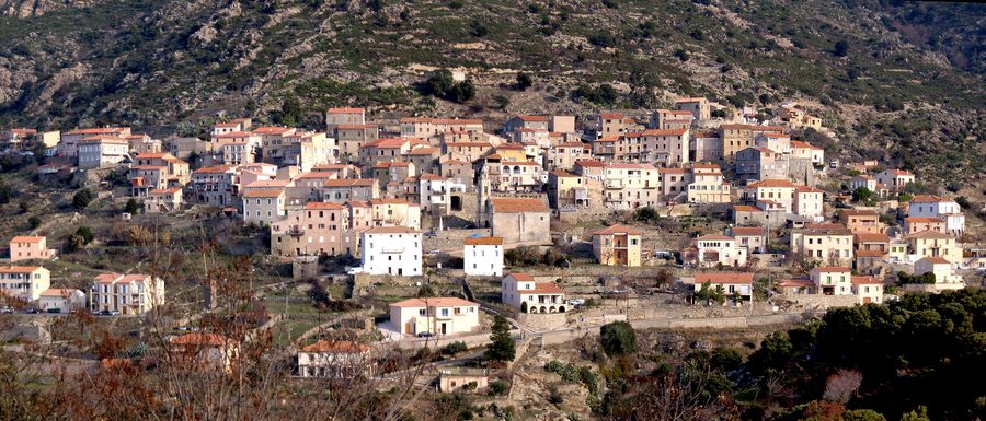 Panoramic view of the village of Pietralba on Corsica