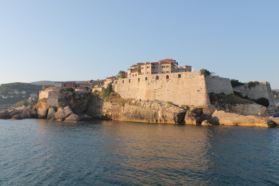 Historic old town of Ulcinj on a coastal hill