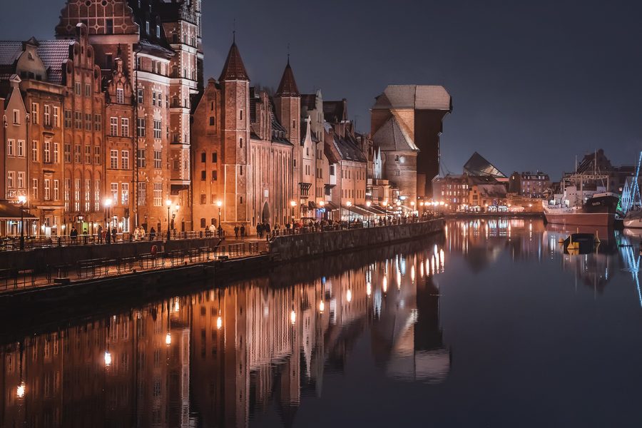 Crane gate and Green Gate in the historic port city of Gdańsk