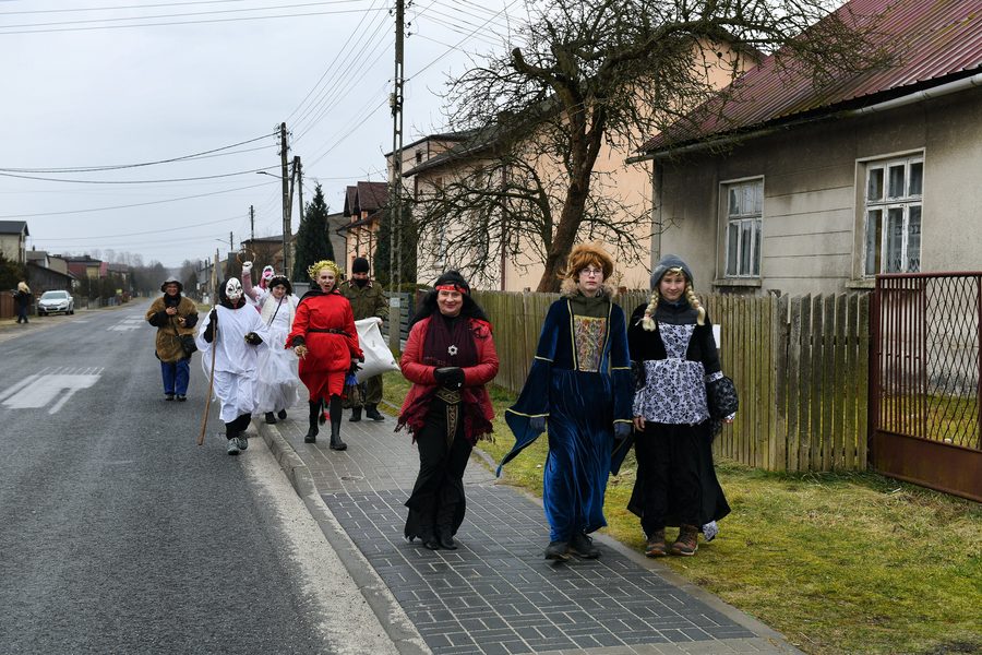 Costumed procession at the end of Carnival in Hutki, Poland