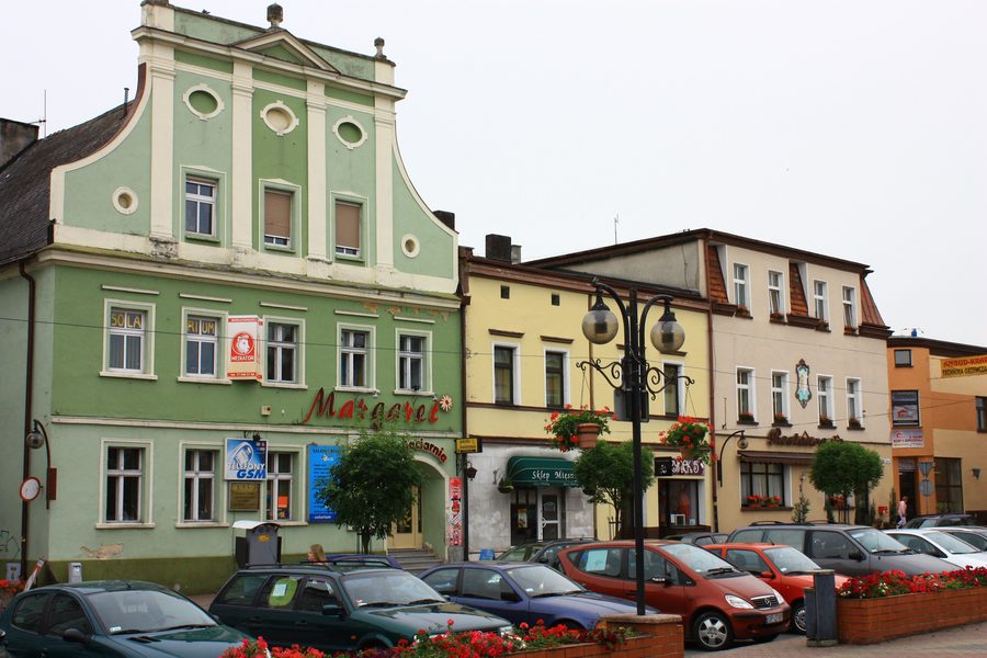 Market Square and old town buildings in Krapkowice