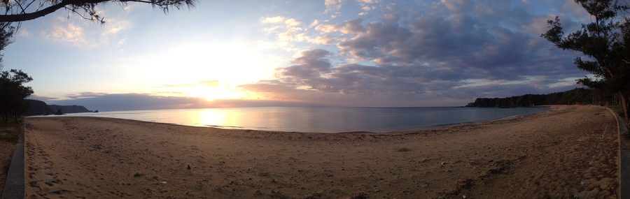 Okinawa beach at sunrise near Abu