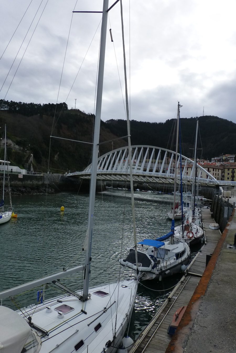 View of the harbor of Ondarroa and the Itsas Aurre bridge by Santiago Calatrava