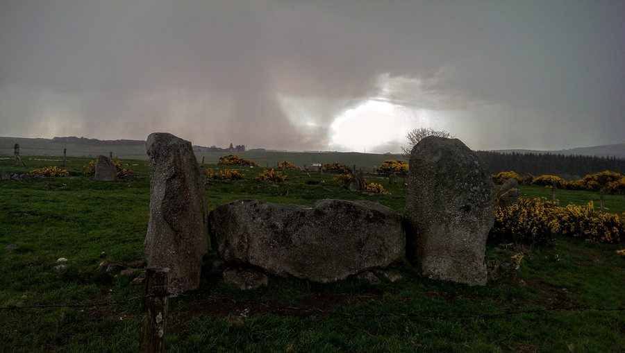 Reconstructed recumbent stone circle near Strichen